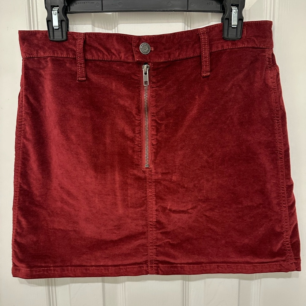 Madewell Stretch Velveteen Straight Zip Mini Skirt